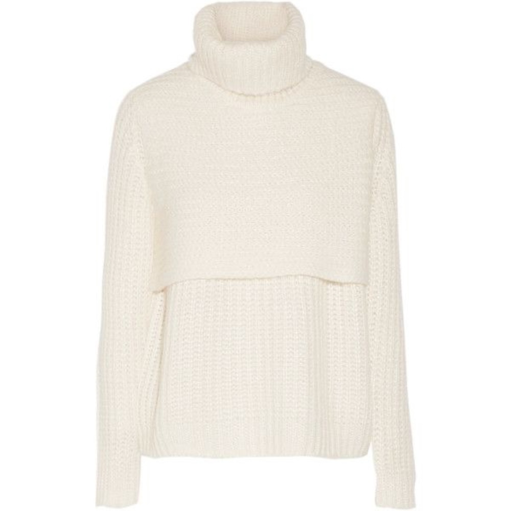 Layered Ribbed-knit Turtleneck Sweater